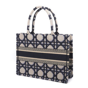 Dior Cannage Embroidered Canvas Navy Blue Bag Book Tote